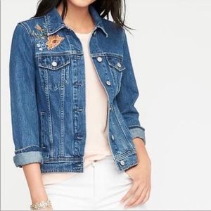 OLD NAVY’S Embroidered-Flower Denim Jacket for Women